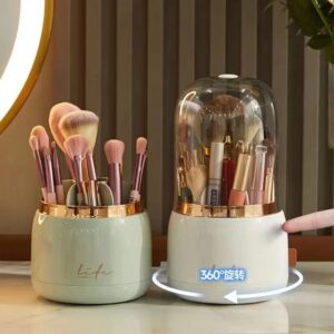 Portable Desktop Cosmetic Organizer, 360 ° Rotating Makeup Brushes Holder, Cosmetic Storage Box, Clear Jewelry Container