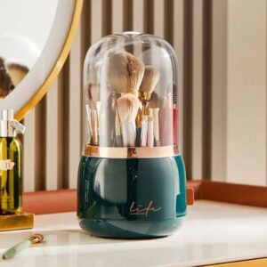 Portable Desktop Cosmetic Organizer, 360 ° Rotating Makeup Brushes Holder, Cosmetic Storage Box, Clear Jewelry Container